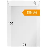 Hartberger Lindner - pergamijnzakjes - 105 x 150 mm + 20 mm klep - wit - DIN A6 - pergamijn - pergamijnpapier