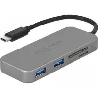 DeLOCK HUB USB 3.0 Type-C St 2xTyp-A Bu +SD +Micro SD +CF