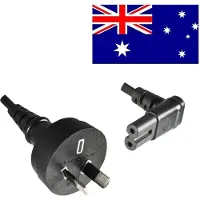 DINIC Stroomkabel met haakse C7 plug en rechte Australische (type I) stekker - 2x 0,75mm / zwart - 2 meter