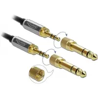 DeLOCK Premium 3,5mm Jack stereo audio kabel met schroefbare 6,35mm Jack adapters / zwart - 1 meter