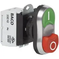 Baco BAL61QB21A L61QB21A Dubbele drukknop Kunststof frontring, Verchroomd Groen, Rood 1 stuk(s)