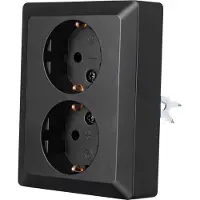 ION Industries Stopcontact | (Half opbouw, Dubbel, Randaarde, Zwart)
