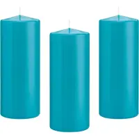 Trend Candles Cilinderkaars/stompkaars - 10x - turquoise - 8 x 20 cm - 119 branduren - horeca kaarsen