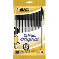 BIC balpennen set 10x stuks in kleur zwart - Voordelige Basic kantoor Bic balpennen