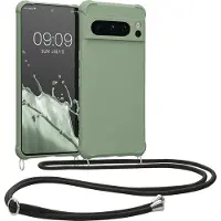 Kwmobile telefoonhoesjegeschikt voor Google Pixel 8 Pro - Hoesje van siliconen met telefoonkoord - In grijsgroen