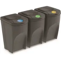 OEM Afvalsorteerbakken, 3 stuks, 35 liter, grijs