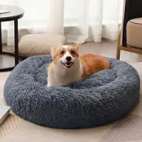 OEM Hondenbed van rundleren, zacht, 70 cm, donutvormige sofa voor honden en katten