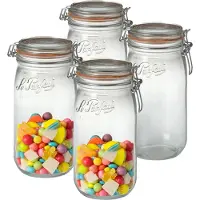 Le Parfait Voorraad/weckpot - 4x - glas - transparant - 22 x 10 cm - 1,5 L