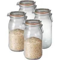 Le Parfait Voorraad/weckpot - 4x - glas - transparant - 25,2 x 8,5 cm - 2 L