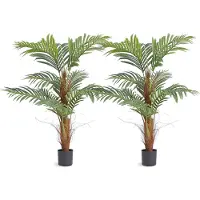 Vevor 2x Areca Catechu Kunstmatige 800x800x1219mm Kunstplant PE Kunstplanten Plastic Planten in Pot Betelnootpalm Geurloos Waterdicht Ideaal voor Slaapkamer Studeerkamer Woonkamer
