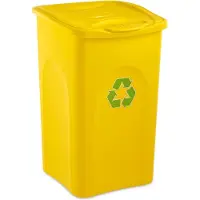 OEM Gele afvalbak met een inhoud van 50 liter, afneembaar deksel, zijpaneel met veiligheidskleppen, gemaakt in Italië