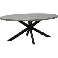 Lizzely Garden & Living Eettafel ovaal melamine 180cm Tommy grijs ovale tafel