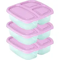 PlasticForte Vershoudbakje - 3x - 3-vaks - 1ST - 1,2L - meal prep - herbruikbaar - roze - vaatwasser bestendig - magnetron bakjes
