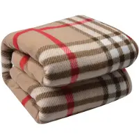 Clayre & Eef Plaid 180x200 cm Beige Polyester Ruiten Deken Beige Deken