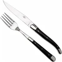 Laguiole Knife and Fork TF2MINBF Dark Horn, 2-delige bestekset, gepolijst