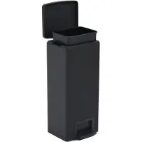 The Living Store Living Store Vuilnisbak met pedaal, anti-vingerafdruk, 30 liter, zwart, roestvrij staal