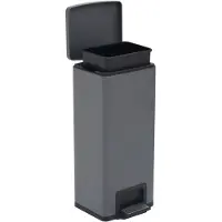 The Living Store Living Store Vuilnisbak met pedaal, anti-vingerafdruk, 30 liter, grijs, roestvrij staal