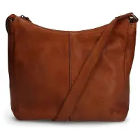 Manfield Cognac leren schoudertas | Maat Onesize