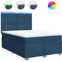 vidaXL Boxspring met matras stof blauw 160x200 cm