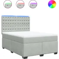 vidaXL Boxspring met matras fluweel lichtgrijs 160x200 cm