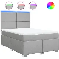 vidaXL Boxspring met matras stof lichtgrijs 160x200 cm