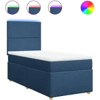 vidaXL Boxspring met matras stof blauw 90x190 cm