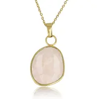My Bendel - Goudkleurige Ketting met Creatieve Rose Quartz Hanger - Goudkleurige Ketting met Rose Quartz Hanger - Unieke Edelsteen - met Luxe Cadeauverpakking | Sieraden Voor Dames