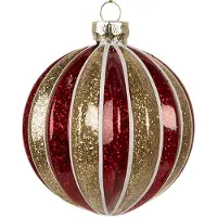 Clayre & Eef Kerstbal Overig Ø 8x8 cm Rood Goudkleurig Glas Kerstballen