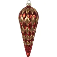 Clayre & Eef Kerstbal Overig Ø 6x16 cm Rood Goudkleurig Glas Kerstballen