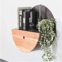 Meubelplaats Wandschap half moon Ø50 met lade - acacia naturel
