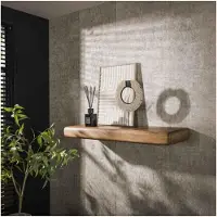 Meubelplaats Wandplank Sleek 118 cm Massief mangohout- zandkleur