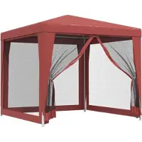 The Living Store De Living Store partytent met 4 mesh zijwanden, rood, 2,5x2,5 meter, HDPE