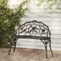 The Living Store : Tuinbank, 100 cm, aluminium, zwart