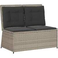 vidaXL - Tuinbankje - verstelbaar - met - kussens - poly - rattan - lichtgrijs