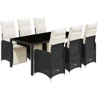 vidaXL 7-delige Bistroset met kussens poly rattan zwart