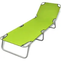 The Living Store Lounge Stoel - Ligbed - Ligbed inklapbaar gepoedercoat staal appeltjesgroen - Buitenspeelplezier - Tuinset - Relaxen
