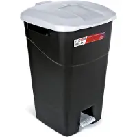 OEM Grijze afvalbak van 60 liter met pedaal, zwarte bodem en grijze deksel