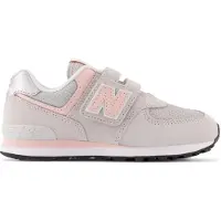 New Balance Kids Leren 574 Core Hook & Loop grijze sportschoenen (33 W), Leer, Plat, Klittenband, Casual, Grijs, kin PV574V1