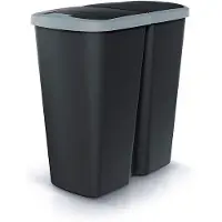 Prosperplast Afvalbak COMPACTA Q DUO, 45 liter, zwart met lichtgrijs deksel