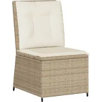 vidaXL - Tuinbank - verstelbaar - met - kussens - poly - rattan - beige