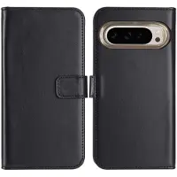 Selencia Echt Leren Bookcase voor de Google Pixel 9 / 9 Pro - Zwart