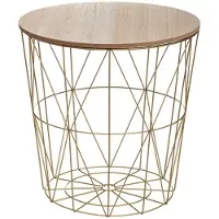 Atmosphera Bijzettafel - 39.5 x 41cm -Hout/Metaal - Goud
