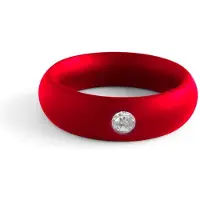 Black Label - Donut Cockring met Sierkristal - Mat rood 42.5 mm