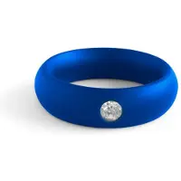 Black Label - Donut Cockring met Sierkristal - Mat blauw 42.5 mm