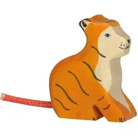 Holztiger Houten figuur Kleine zittende tijger