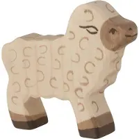 Holztiger Miniatuurfiguur - - 80076 - Lam - Handgeschilderd hout - 10,5 x 2,3 x 5,5 cm