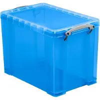 Really Useful Box opbergdoos, kunststof, met deksel, transparant blauw, 19 l