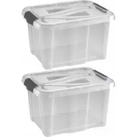 Hega hogar 2x Stuks kunststof stapelbare opbergbakken 17 liter 40 x 32 x 23 cm - Opbergbox