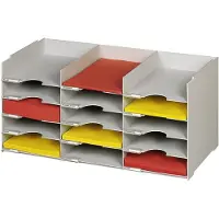 PaperFlow Sorteerstation, A4, polystyreen, voor kasten, 15 vakken, B 674 x D 304 x H 313 mm