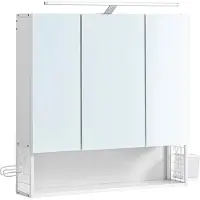 Hoppa! Spiegelkast voor de badkamer met LED-verlichting – 3 deuren – wit